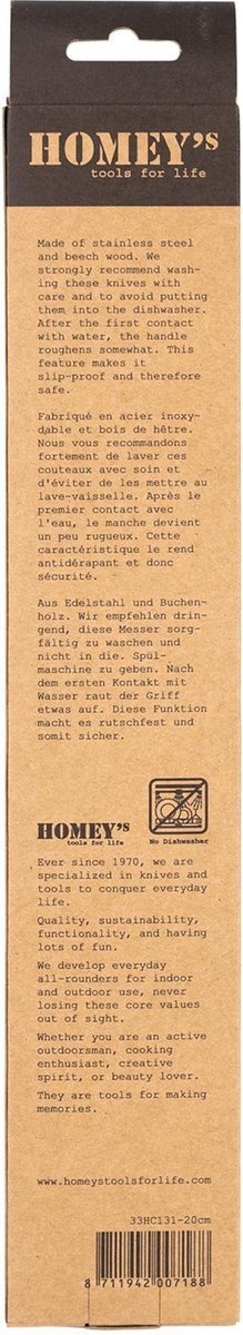 Nóż kuchenny w eleganckim opakowaniu  Homey's Bokträ, 20cm, stal nierdzewna rękojeść buk