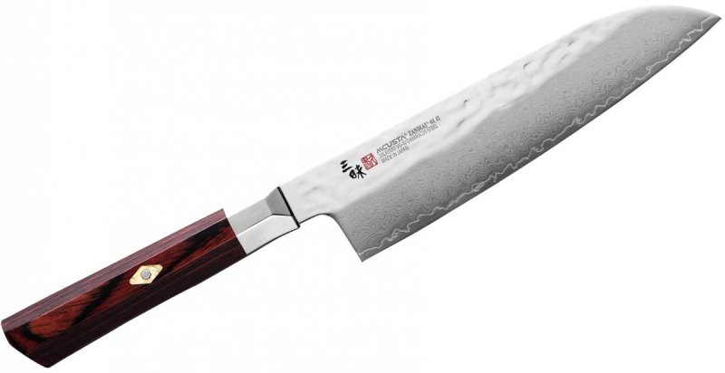 Mcusta Zanmai Supreme Hammered Nóż Santoku - Stal damasceńska 33-warstwowa, ergonomiczna rękojeść, do krojenia warzyw i mięsa - 18 cm - Mcusta Zanmai