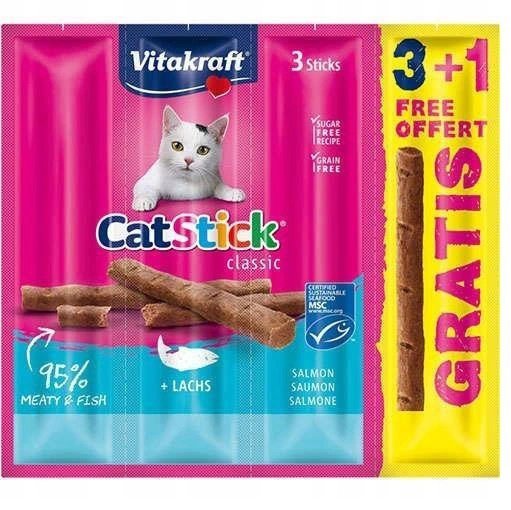 Vitakraft Cat Stick mini-3+1szt przysmak dla kota z łososiem