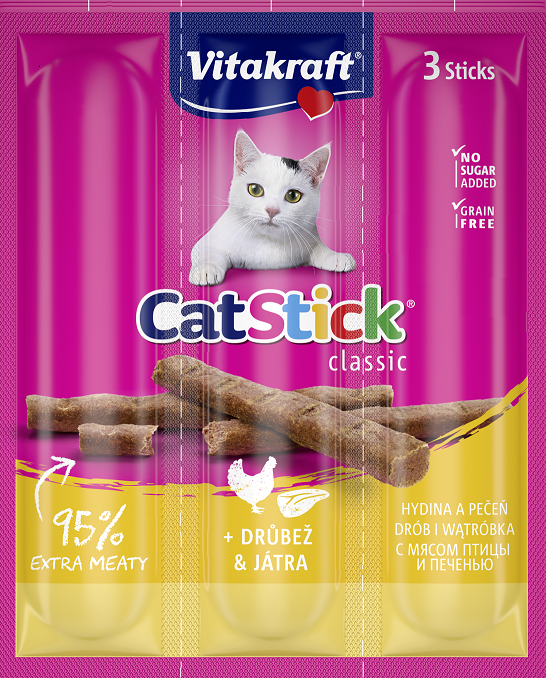 Vitakraft Cat Stick mini 3szt przysmak dla kota z drobiem i wątróbką
