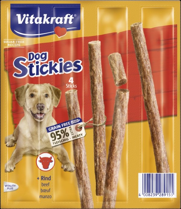 Vitakraft Dog Stickies kabanosy z wołowiną 4x11g