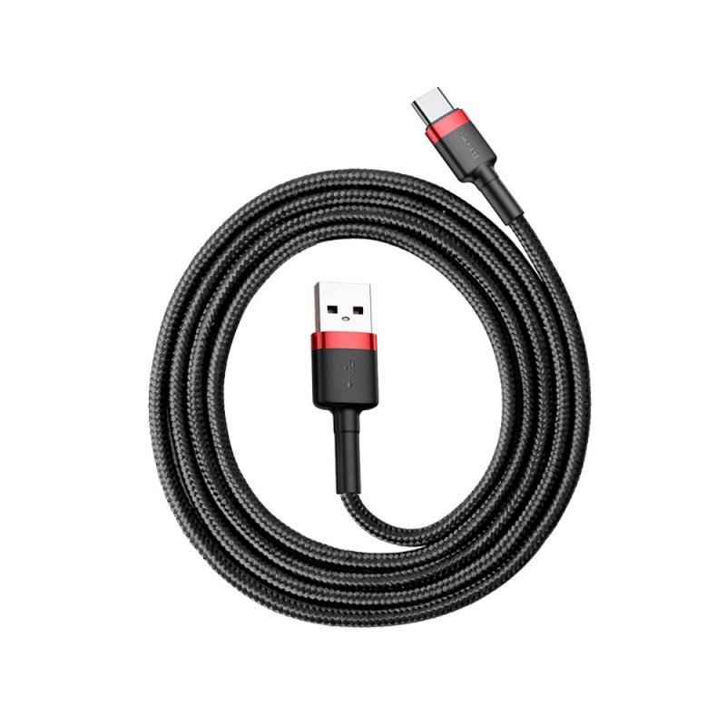 BASEUS kabel USB Cafule Typ C 3A 1 metr czerwono-czarny CATKLF-B91