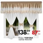 Firana woalowa Verona 400x150 cm – beżowy lambrekin i efektowne kokardy