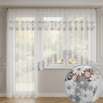 Komplet balkonowy Megan 400x160 cm, 145x250 cm – biały woal i biało-szara gipiura