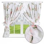 Firana z etaminy w kwiatowy wzór z falbanką - Rozalia 400X160