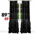 Firana z falbanami na taśmie - Emilii 145x250 czarna