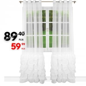 Firana z falbanami na przelotkach - Emilii 145x250 biała