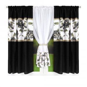 Komplet dekoracyjny z cyrkoniami Gabriella w kwiaty  - czarny 400x155