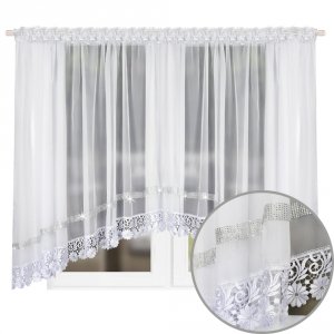 Firana z cyrkoniami i ozdobną gipiurą - Daisy 500x165 