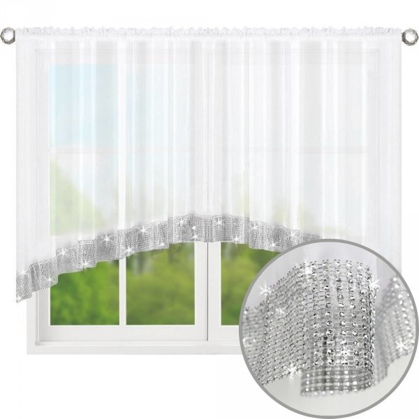 Krótka firana gotowa z cyrkoniami 400 × 120 cm lub 300 × 120 cm - Nelli.pl