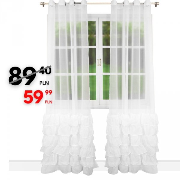 Firana z falbanami na przelotkach 145 × 250 cm - Nelli.pl