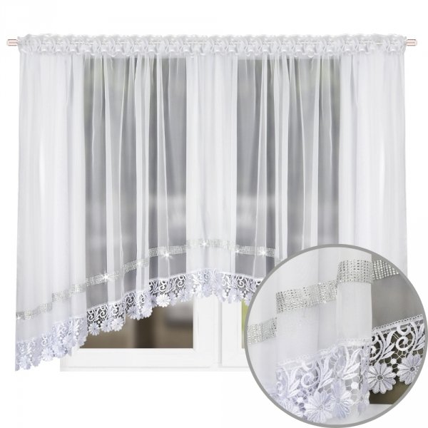 Szeroka firana z luksusową gipiurą Daisy 500 x 165 cm - Nelli.pl