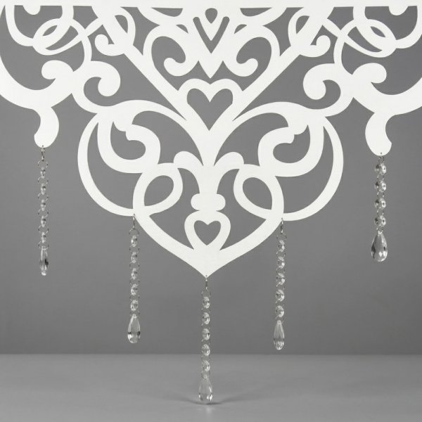 Panel dekoracyjny Angelina 120x160 – biały woal z ażurem i koralikami