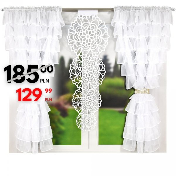 Komplet dwóch firan z falbanami i cyrkoniami  plus panel - Nelli.pl