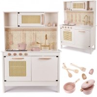Kuchnia drewniana RETRO BOHO DŹWIĘK ŚWIATŁO z akcesoriami + GRATIS 