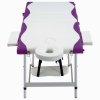 3-strefowy, składany stół do masażu, aluminium, biało-fioletowy