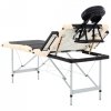 4-strefowy, składany stół do masażu, aluminium, czarno-beżowy