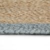 Ręcznie wykonany dywanik, juta, oliwkowozielona krawędź, 150 cm