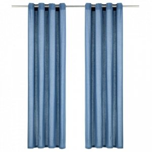 Zasłony, metalowe kółka, 2 szt., bawełna 140x245 cm, niebieskie