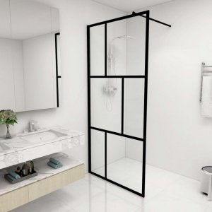 Ścianka prysznicowa z hartowanego szkła, czarna, 90 x 195 cm