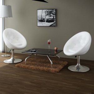 Krzesła barowe, 2 szt., białe, sztuczna skóra