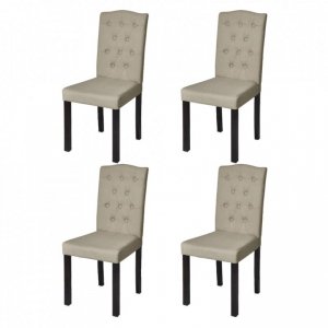 Krzesła stołowe, 4 szt., beżowe, tkanina