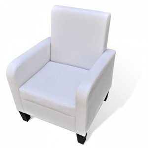 Fotel, biały, sztuczna skóra
