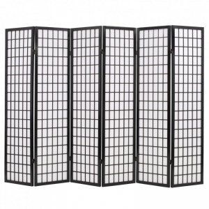 Składany prawan 6-panelowy w stylu japońskim, 240x170, czarny