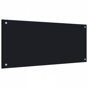 Panel ochronny do kuchni, czarny, 90x40 cm, szkło hartowane