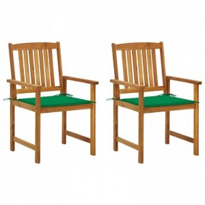 Krzesła reżyserskie z poduszkami, 2 szt., drewno akacjowe