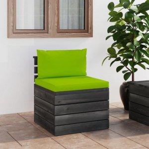 Ogrodowa sofa środkowa z palet, z poduszkami, drewno sosnowe