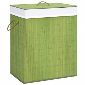 Bambusowy kosz na pranie, zielony, 83 L