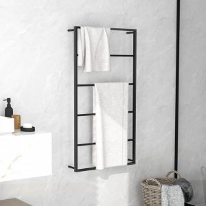 Stojak na ręcznik, czarny, 60x10x116 cm, stalowy