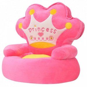 Fotel dla dzieci PRINCESS, pluszowy, różowy