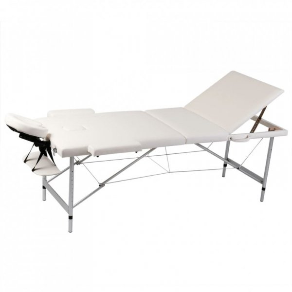 Kremowy składany stół do masażu 3 strefy z aluminiową ramą