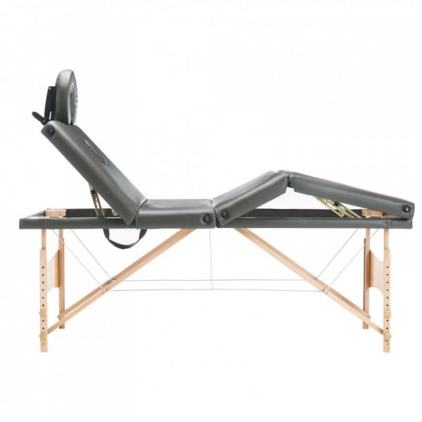 Stół do masażu z 4 strefami, drewniana rama, antracyt, 186x68cm