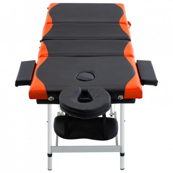 4-strefy, składany stół do masażu, aluminium czarny i pomarańcz