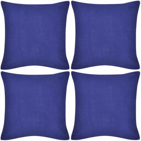 4 Niebieskie bawełniane poszewki na poduszki 40 x 40 cm