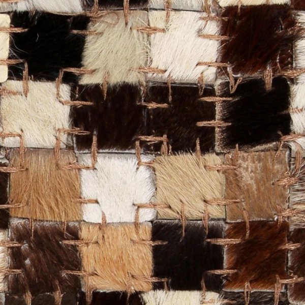 Patchworkowy dywan ze skóry bydlęcej, 80x150 cm, brązowo-biały