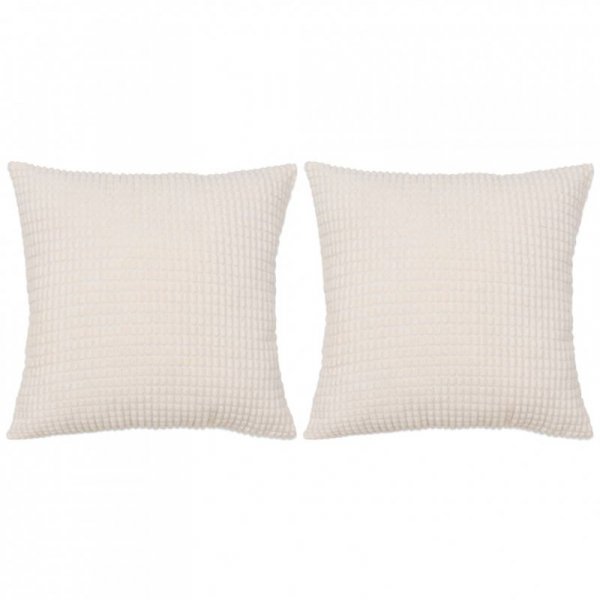 2-częściowy zestaw poduszek, welur, 60x60 cm, złamana biel