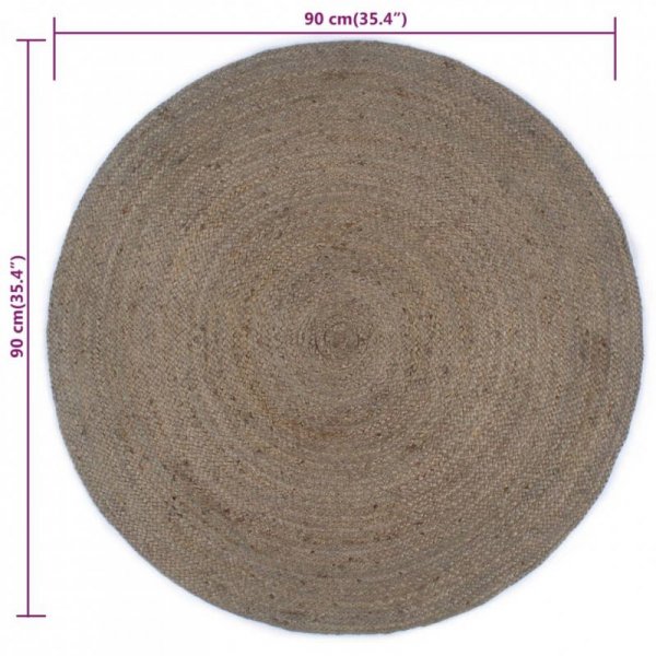 Ręcznie robiony dywanik z juty, okrągły, 90 cm, szary
