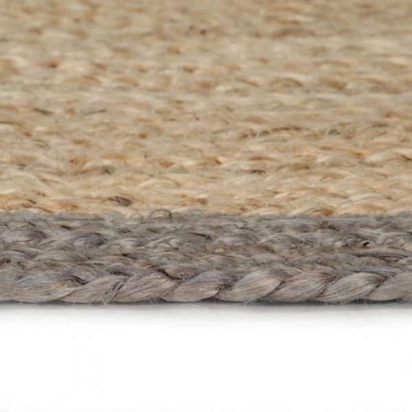 Ręcznie wykonany dywanik, juta, szara krawędź, 150 cm