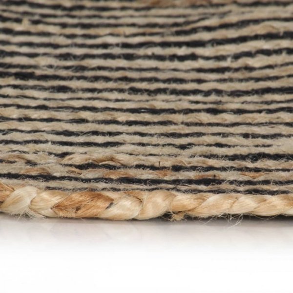 Dywanik ręcznie wykonany z juty, spiralny wzór, czarny, 120 cm