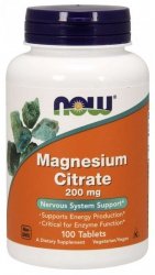 NOW FOODS Magnesium Citrate - Cytrynian Magnezu 200 mg (100 tabl.)