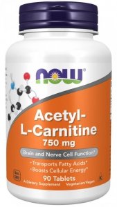NOW FOODS Acetylo-l-karnityna 750 mg (90 tabl.)