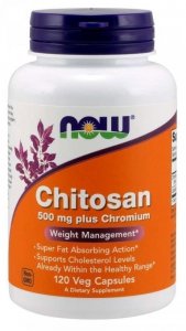 NOW FOODS Chitosan - Chitozan 500 mg + Chrom 100 mcg (120 kaps.)