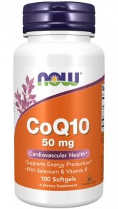NOW FOODS CoQ10 50 mg - Koenzym Q10 50 mg z Witaminą E + Selen (100 kaps.)