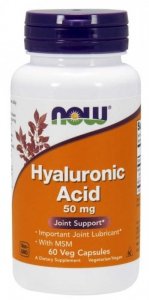 NOW FOODS Hyauluronic Acid with MSM - Kwas Hialuronowy 50 mg + MSM 450 mg (60 kaps.)
