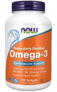 NOW FOODS Omega 3 - DHA 120 mg + EPA 180 mg (200 kaps.)