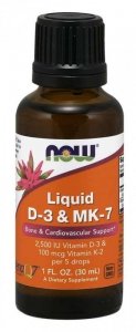 NOW FOODS Witamina D3 + K2 Mk-7 (30 ml)